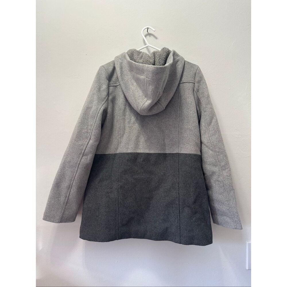 New York & Company Small Wool Blend Color Block Hooded Coat Gray Winter Jacket C - Picture 2 of 14